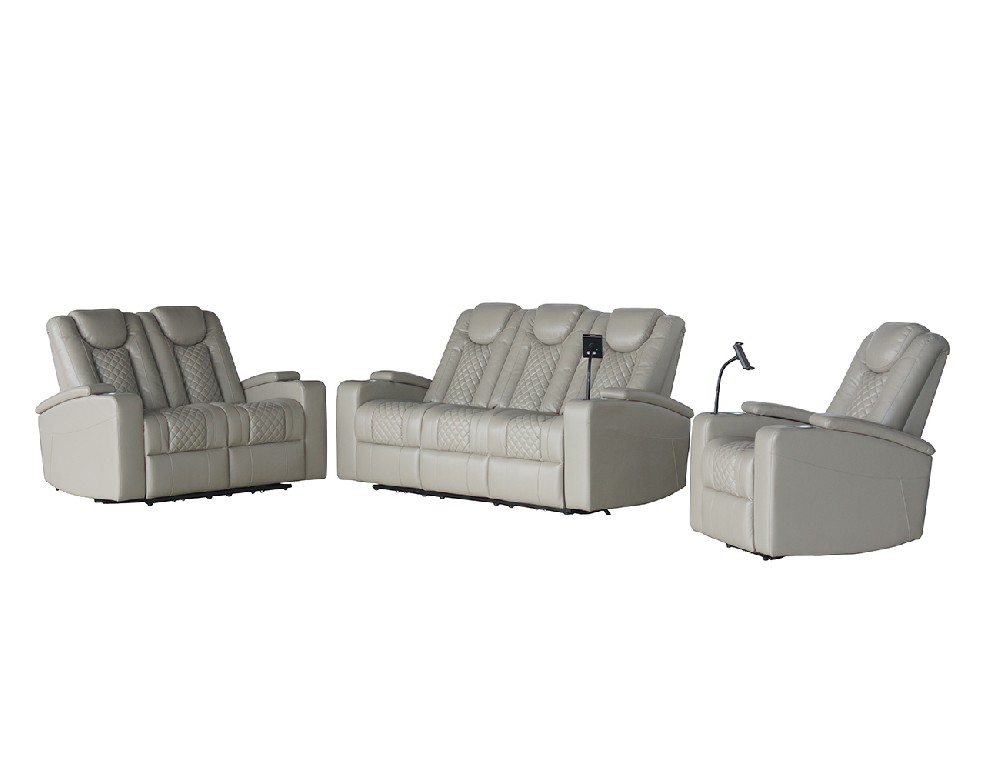 HD-1921 Electric Sofa Recliner Set With Headrest,Storage,Wireless Charge Stand