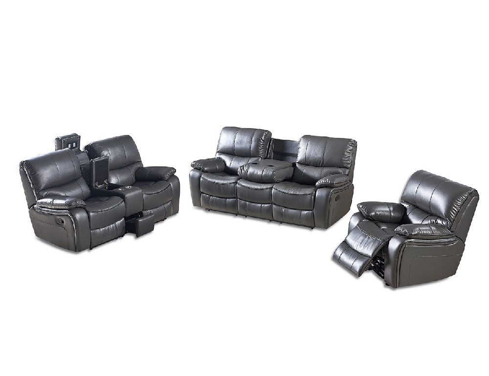 HD-1882 Air Leather Reclining Sofa Set With Reading Light & Rocker