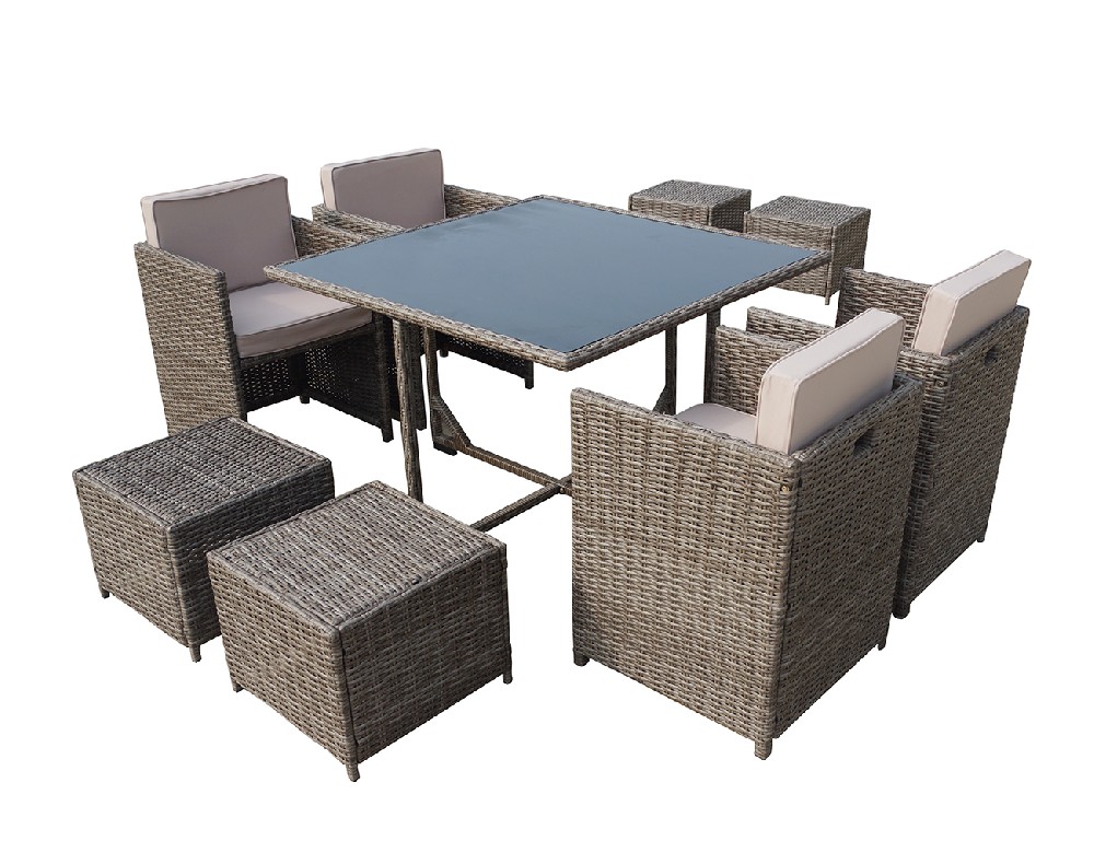S008 Rattan Dining Table Set With Ottoman